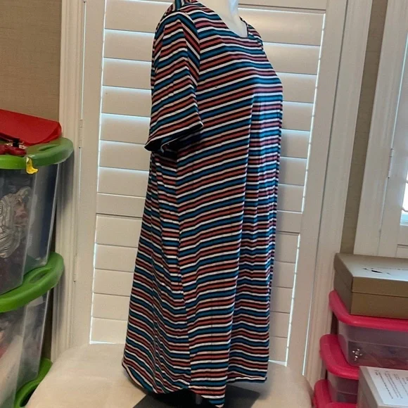 Terra & Sky Striped Mini Dress - Red, Blue, Black, White - Picture 3 of 8